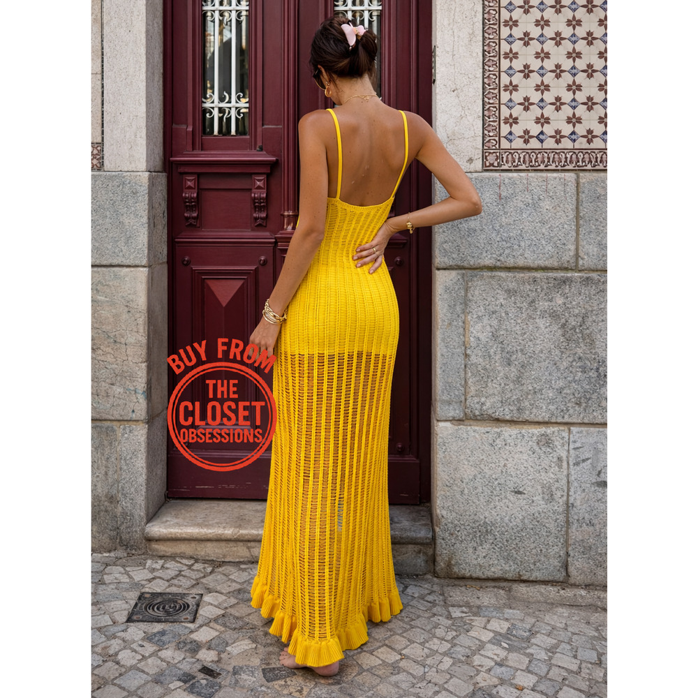Mango x Simon Miller NWT Yellow Knit Maxi Dress 6 - Picture 3 of 16